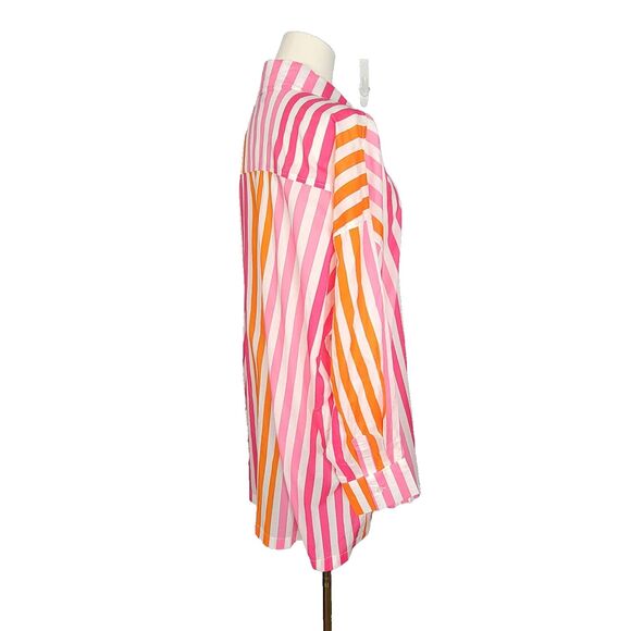 Beach Riot Top Size L  Alexa Sunset Stripes Cover Up Womens Large Button Up New - Picture 6 of 14